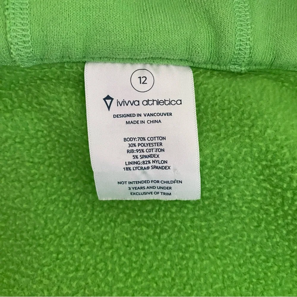 Ivivva Full Zip Scuba Hoodie Bright Green Girl's Size 12 Lululemon